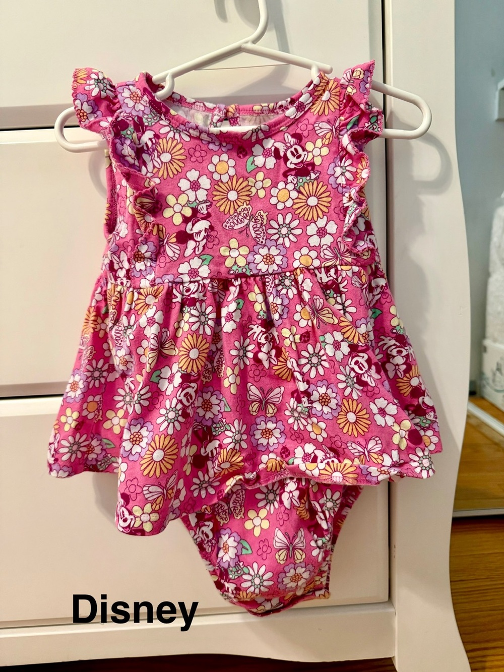 Disney Pink Floral Baby Dress & Bloomer Set